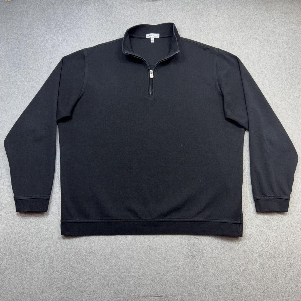 Peter Millar Crown Comfort Interlock 1/4 Zip Mens XL Black Cotton Modal Golf